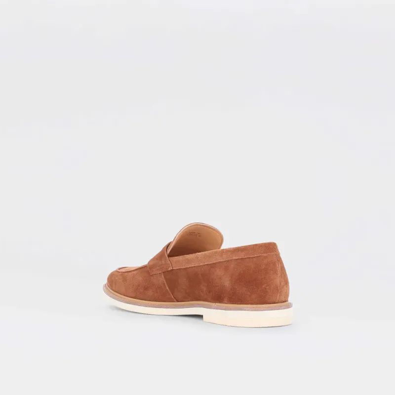 Pepper - camelbrun penny loafer til herre i semsket skinn