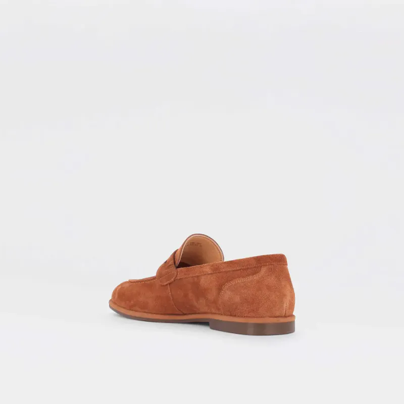 Paris - golden brown loafer til herre i semsket skinn